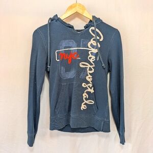 Aeropostale Blue Hoodie Sweatshirt with NYC Logo size medium 2000's vintage
